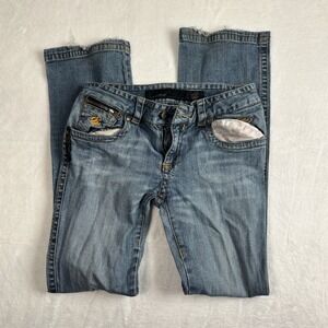 VTG Y2K Rocawear Embroidered Bootcut Jeans Women's 7/8 Waist 30" x‎ 32" Inseam